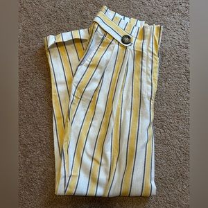 Topshop Linen Blend Pants with Vertical Stripes - Yellow, Blue, White